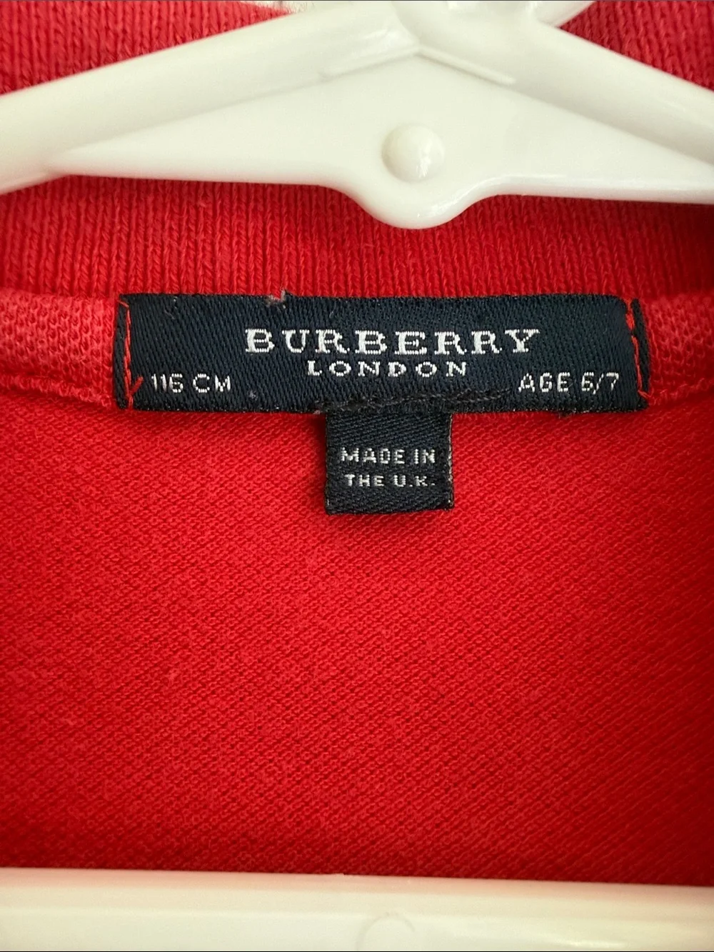 Burberry Kids Red Polo with ruffles with Check Placket